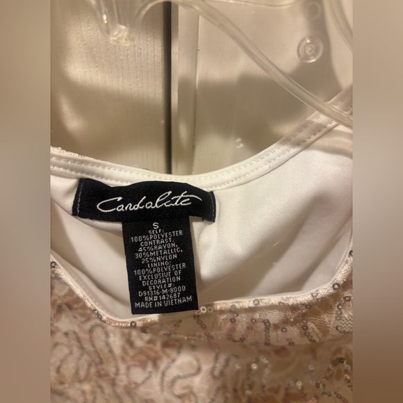 Sequin Sleeveless Dress in Cream and Gold and Chiffon Bottom - Picture 8 of 10